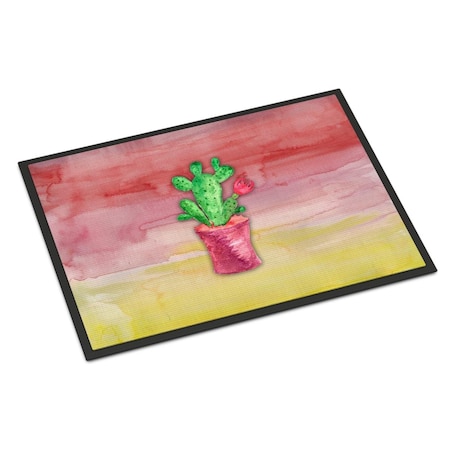 Carolines Treasures 18 x 27 in. Flowering Cactus Watercolor Indoor or Outdoor Mat BB7361MAT
